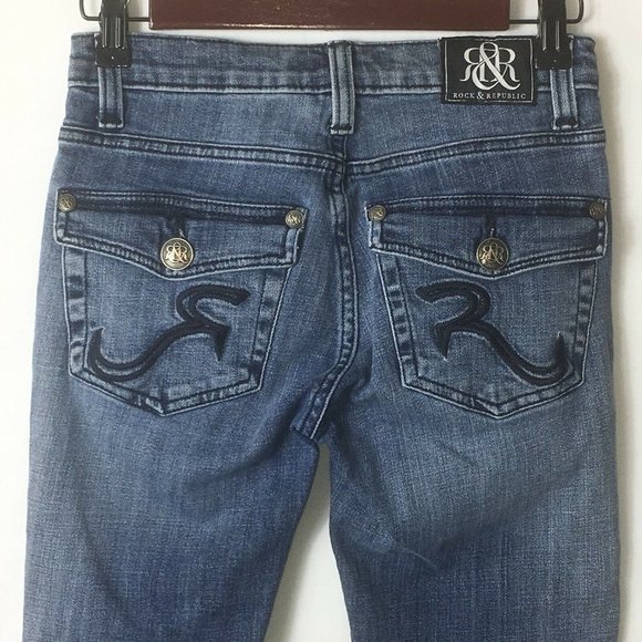 Rock And Republic Womens Kasandra Jeans Sz 0 Blue Wash Denim 5 Pocket 31" Inseam - Picture 7 of 12